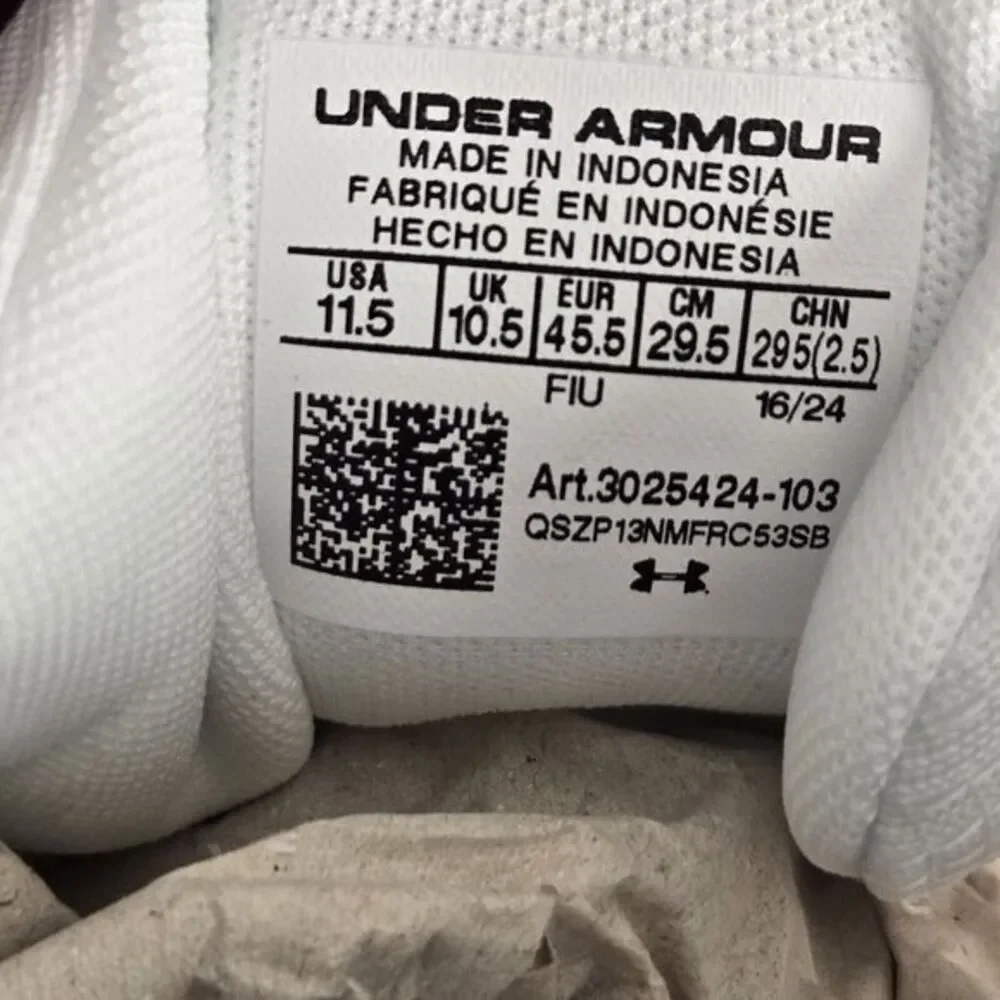 Under ARMOUR Charged Pursuit 3 TECH Men's Size 11.5 White Blue Gym Running Train